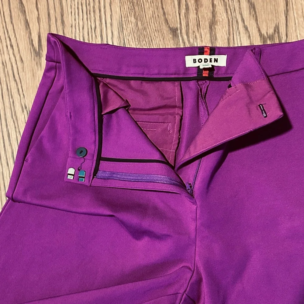 Boden Luxe Magenta Wide-Leg Trouser Pants Fuchsia Magenta • Long Length (16–18L) - Picture 8 of 12